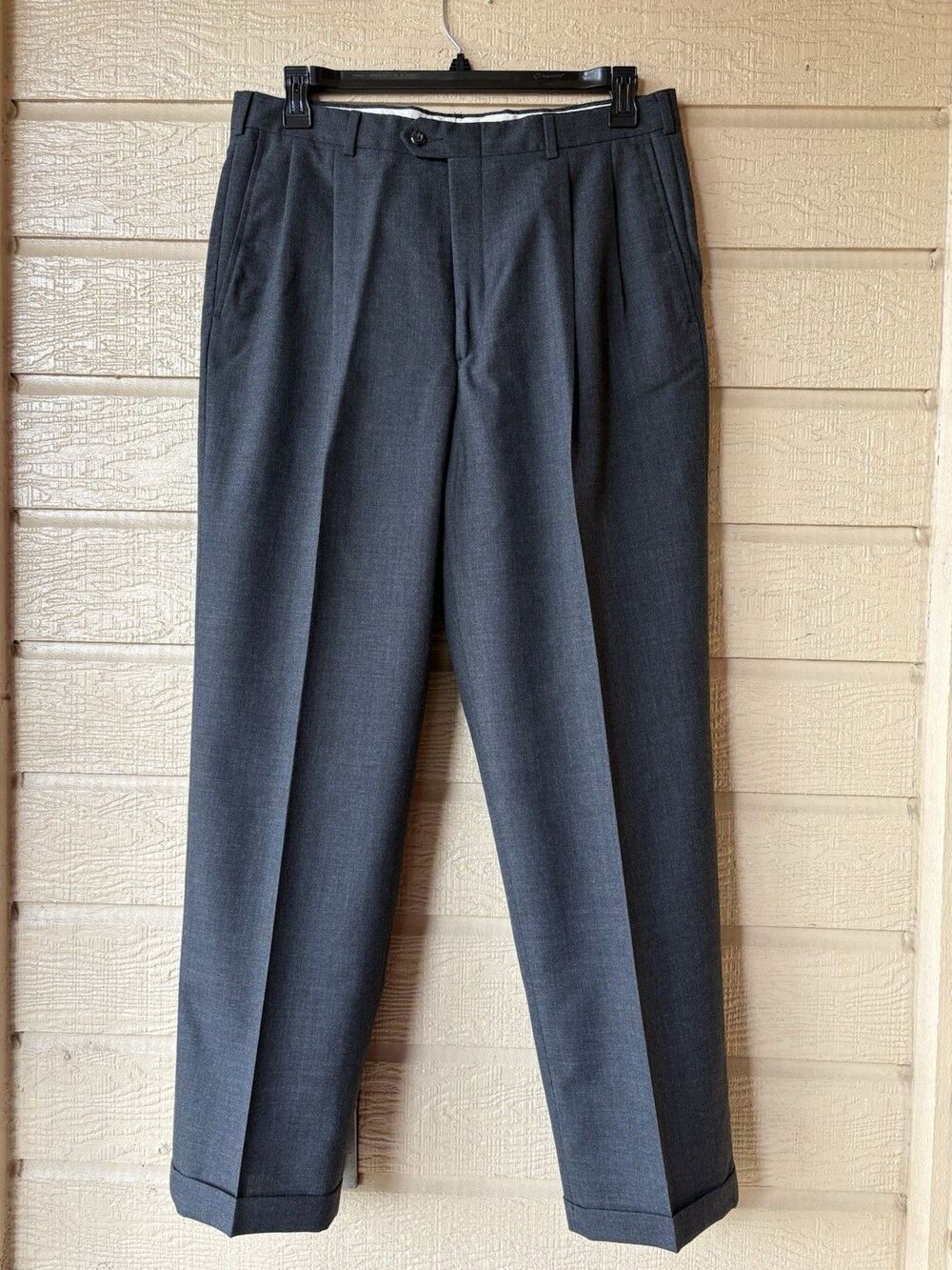 John Alexander mens Vintage Grey Wool Cuffed Dress Pant size 36 (measures 35x32)